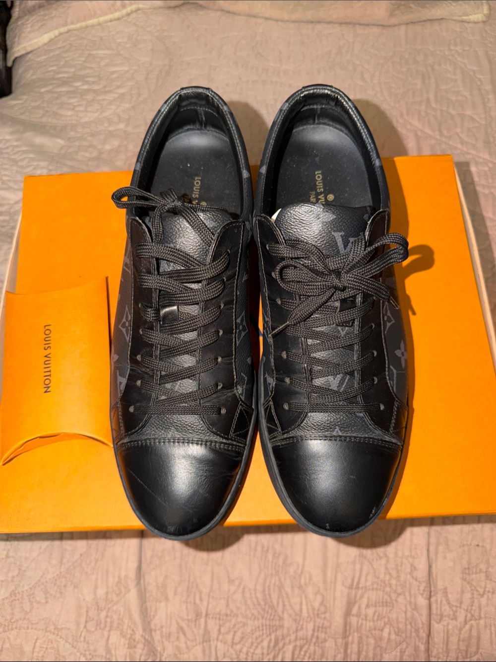 Louis Vuitton Black Monogram Low-Top Lace-Up Sneakers